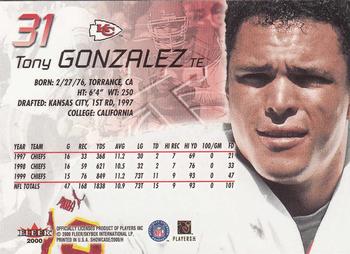 2000 Fleer Showcase #31 Tony Gonzalez Back