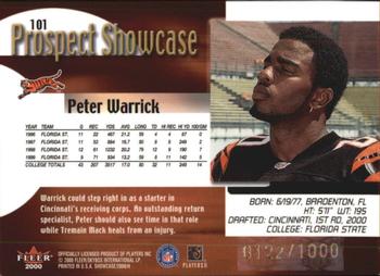 2000 Fleer Showcase #101 Peter Warrick Back