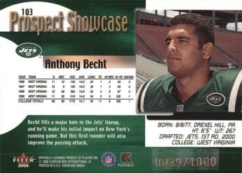2000 Fleer Showcase #103 Anthony Becht Back