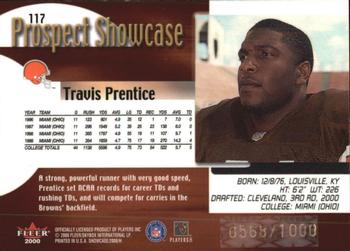 2000 Fleer Showcase #117 Travis Prentice Back