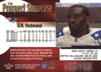 2000 Fleer Showcase #118 J.R. Redmond Back