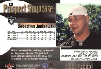 2000 Fleer Showcase #121 Sebastian Janikowski Back