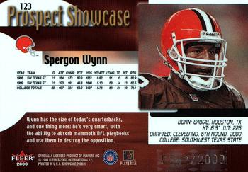 2000 Fleer Showcase #123 Spergon Wynn Back