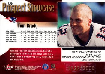 2000 Fleer Showcase #136 Tom Brady Back