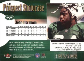 2000 Fleer Showcase #140 John Abraham Back