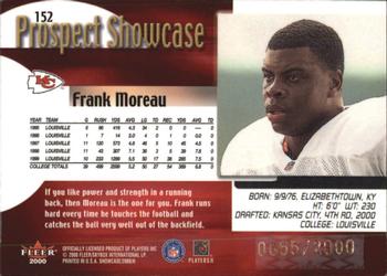2000 Fleer Showcase #152 Frank Moreau Back