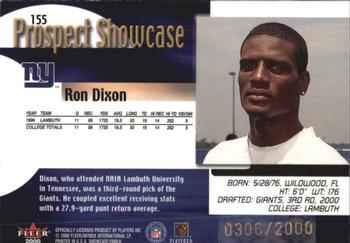 2000 Fleer Showcase #155 Ron Dixon Back