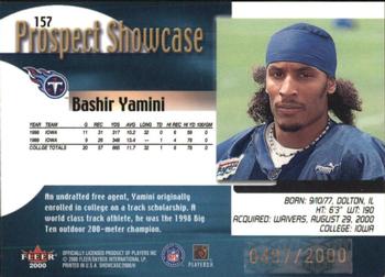 2000 Fleer Showcase #157 Bashir Yamini Back