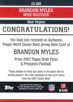 2007 Topps Draft Picks & Prospects - Senior Standout Jersey #SS-BM Brandon Myles Back