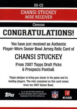 2007 Topps Draft Picks & Prospects - Senior Standout Jersey #SS-CS Chansi Stuckey Back