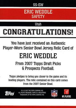 2007 Topps Draft Picks & Prospects - Senior Standout Jersey #SS-EW Eric Weddle Back