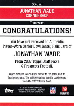 2007 Topps Draft Picks & Prospects - Senior Standout Jersey #SS-JWI Jonathan Wade Back