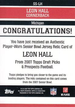 2007 Topps Draft Picks & Prospects - Senior Standout Jersey #SS-LH Leon Hall Back