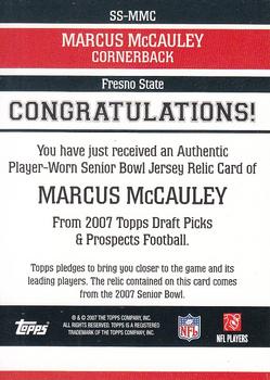 2007 Topps Draft Picks & Prospects - Senior Standout Jersey #SS-MMC Marcus McCauley Back