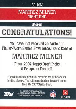 2007 Topps Draft Picks & Prospects - Senior Standout Jersey #SS-MM Martrez Milner Back
