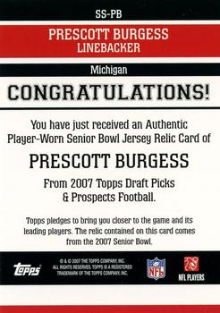 2007 Topps Draft Picks & Prospects - Senior Standout Jersey #SS-PB Prescott Burgess Back