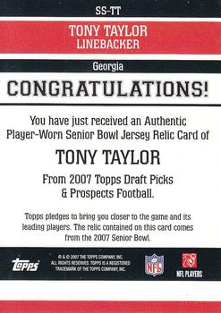 2007 Topps Draft Picks & Prospects - Senior Standout Jersey #SS-TT Tony Taylor Back