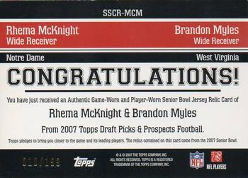 2007 Topps Draft Picks & Prospects - Senior Standout Jersey Combos #SSCR-MCM Rhema McKnight / Brandon Myles Back