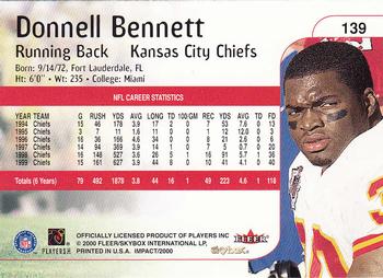 2000 Impact #139 Donnell Bennett Back