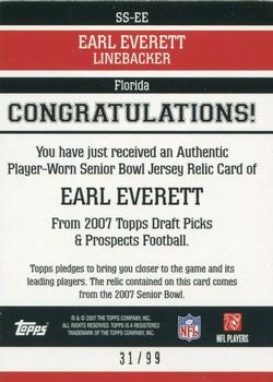 2007 Topps Draft Picks & Prospects - Senior Standout Jersey Prime #SS-EE Earl Everett Back