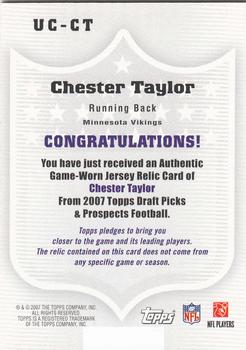 2007 Topps Draft Picks & Prospects - Upperclassmen Jersey #UC-CT Chester Taylor Back