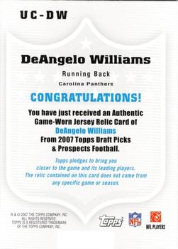 2007 Topps Draft Picks & Prospects - Upperclassmen Jersey #UC-DW DeAngelo Williams Back
