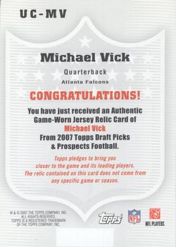 2007 Topps Draft Picks & Prospects - Upperclassmen Jersey #UC-MV Michael Vick Back