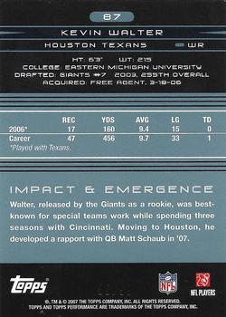 2007 Topps Performance - Bronze #87 Kevin Walter Back