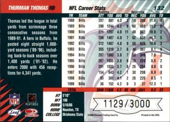 2000 Leaf Limited #132 Thurman Thomas Back