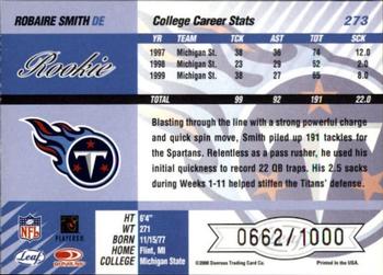 2000 Leaf Limited #273 Robaire Smith Back