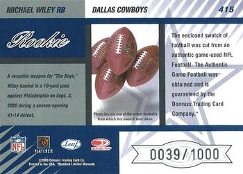 2000 Leaf Limited #415 Michael Wiley Back