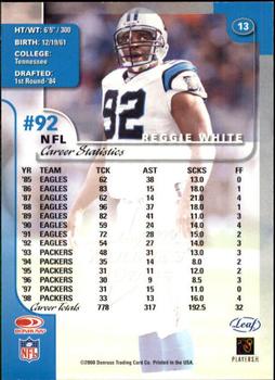 2000 Leaf Rookies & Stars #13 Reggie White Back