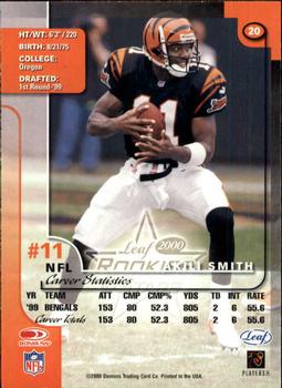 2000 Leaf Rookies & Stars #20 Akili Smith Back