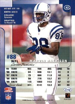 2000 Leaf Rookies & Stars #42 Marvin Harrison Back