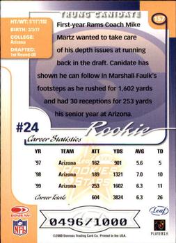 2000 Leaf Rookies & Stars #157 Trung Canidate Back
