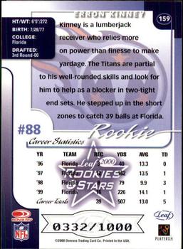 2000 Leaf Rookies & Stars #159 Erron Kinney Back