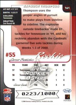 2000 Leaf Rookies & Stars #161 Raynoch Thompson Back