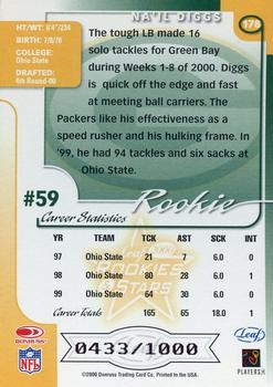 2000 Leaf Rookies & Stars #178 Na'il Diggs Back