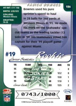 2000 Leaf Rookies & Stars #186 Fabien Bownes Back