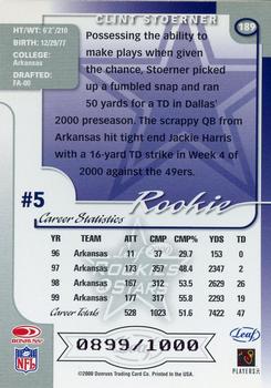 2000 Leaf Rookies & Stars #189 Clint Stoerner Back