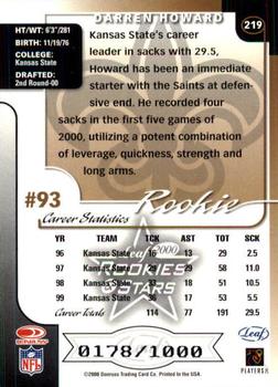 2000 Leaf Rookies & Stars #219 Darren Howard Back