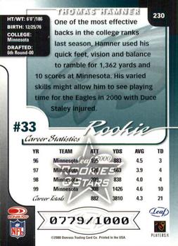 2000 Leaf Rookies & Stars #230 Thomas Hamner Back