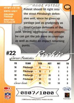 2000 Leaf Rookies & Stars #231 Hank Poteat Back