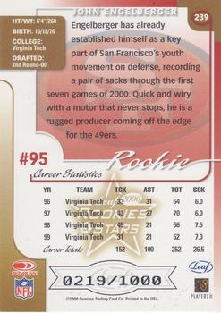2000 Leaf Rookies & Stars #239 John Engelberger Back
