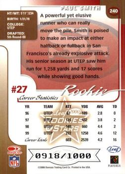 2000 Leaf Rookies & Stars #240 Paul Smith Back