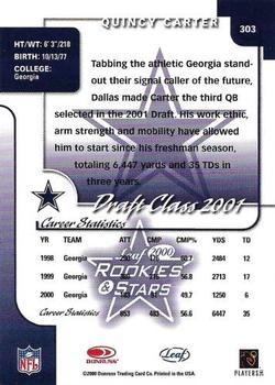 2000 Leaf Rookies & Stars #303 Quincy Carter Back