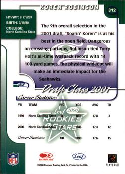 2000 Leaf Rookies & Stars #312 Koren Robinson Back