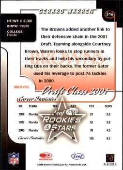 2000 Leaf Rookies & Stars #316 Gerard Warren Back