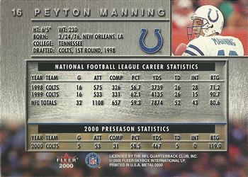 2000 Metal #16 Peyton Manning Back