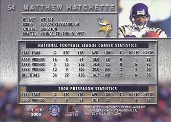 2000 Metal #54 Matthew Hatchette Back